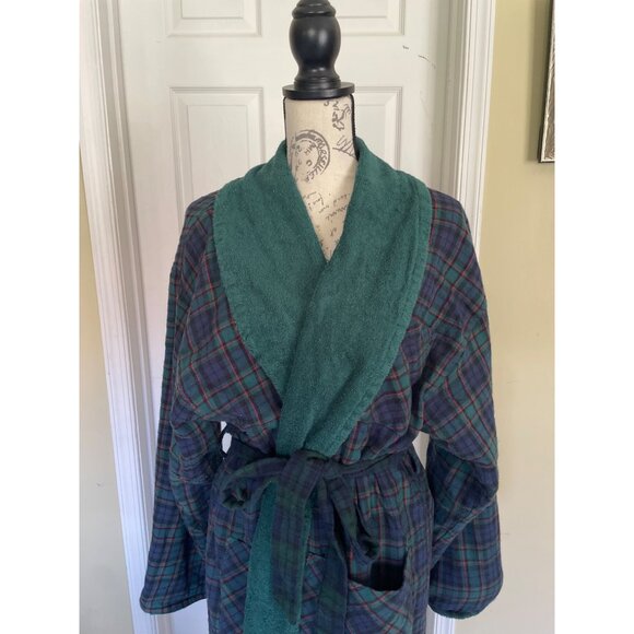 Victoria's Secret Authentic Country Cottons Plaid Terry Cloth Bath Robe M/L - Picture 8 of 16